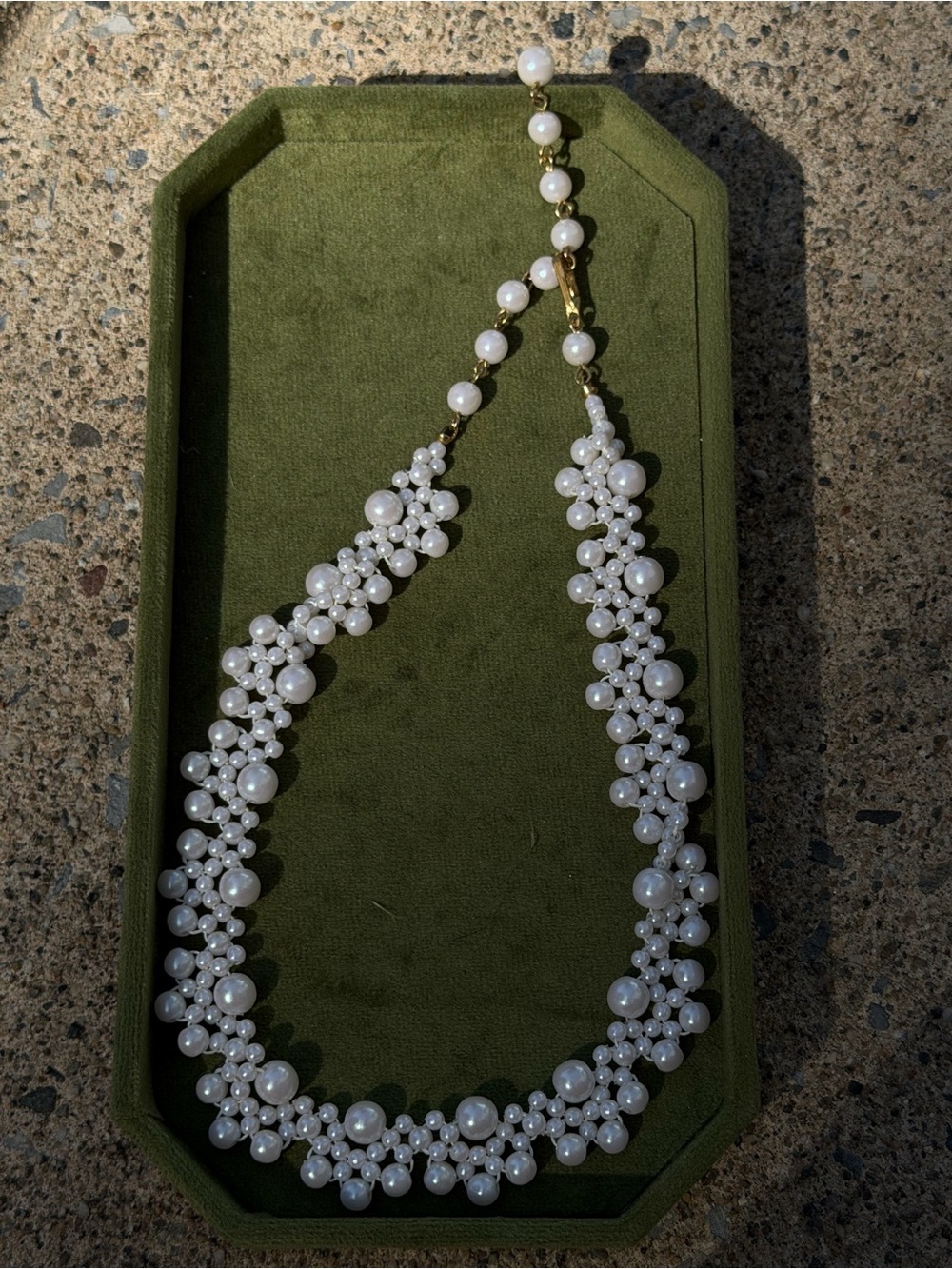 Classic Faux White Pearl Cluster Necklace